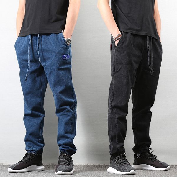 

men's jeans japanese style fashion men loose fit blue color classical denim pants hombre american streetwear hip hop joggers