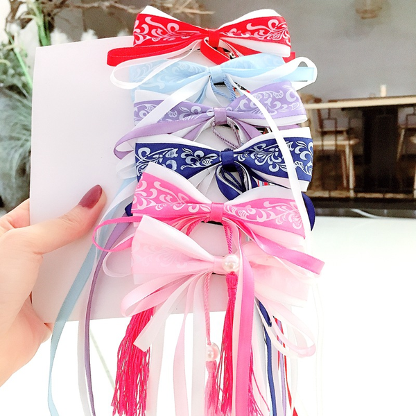 

multi style girls hair clips chinese traditional princess tassels peony flower hairpins children kids hair accessories, Slivery;white