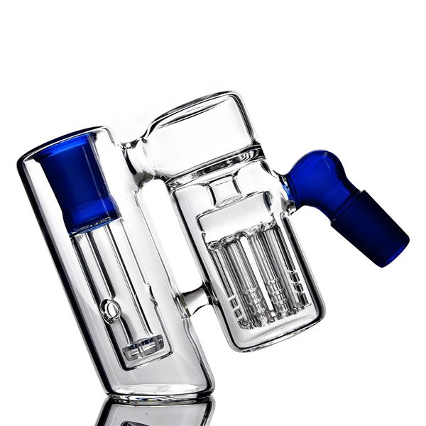 Catcher per cenere di vetro blu chiaro da 18 mm Accessori per fumatori Catcher per vetro da 14 mm Catcher per cenere di vetro spesso Percolatore Bong Rigs da 4,5 pollici