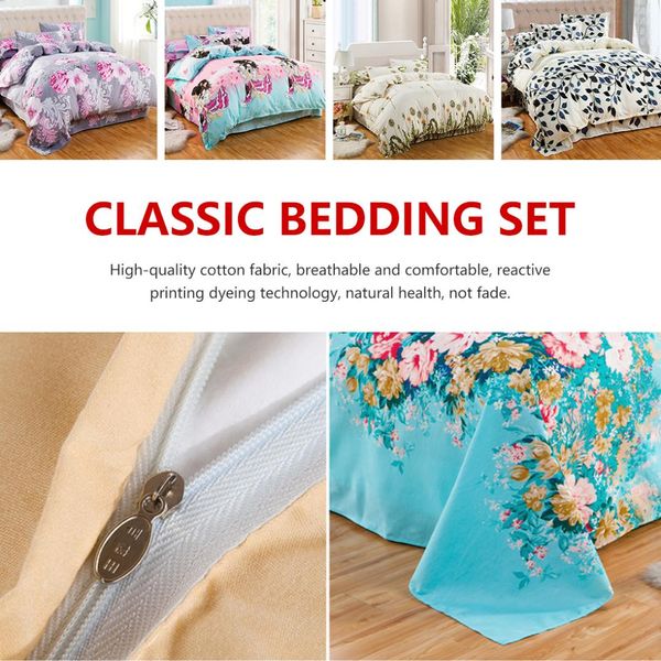 Classic Bedding Set Grey Blue Duvet Cover Duvet Cover Set Pastoral
