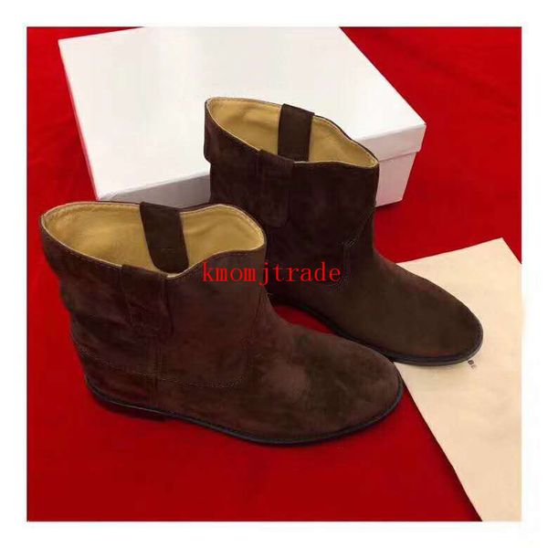 

original box woman designer shoes crisi wedge heel isabel ankle boots height increasing hidden wedge marant paris boots, Red;white