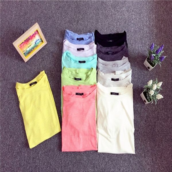 

лето с коротким рукавом женской -shirt мягкого тонкого рыхлого бамбука хлопок сплошного цветом бамбук хлопок универсального тонким полурукав, White