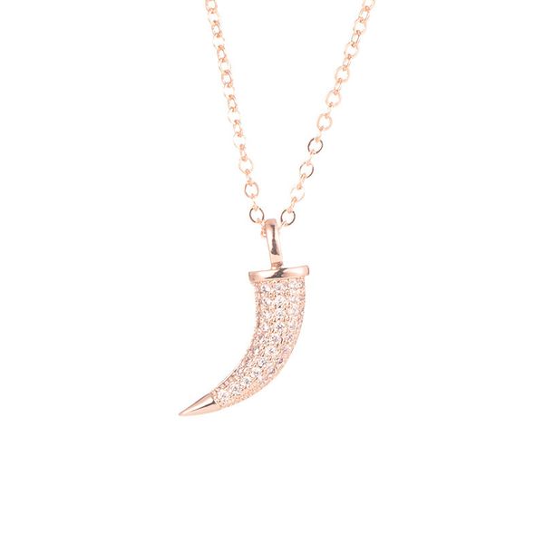 

horn pendant necklace copper cross-border jewelry exquisite explosions personality pendant simple fashion ladies necklace, Silver