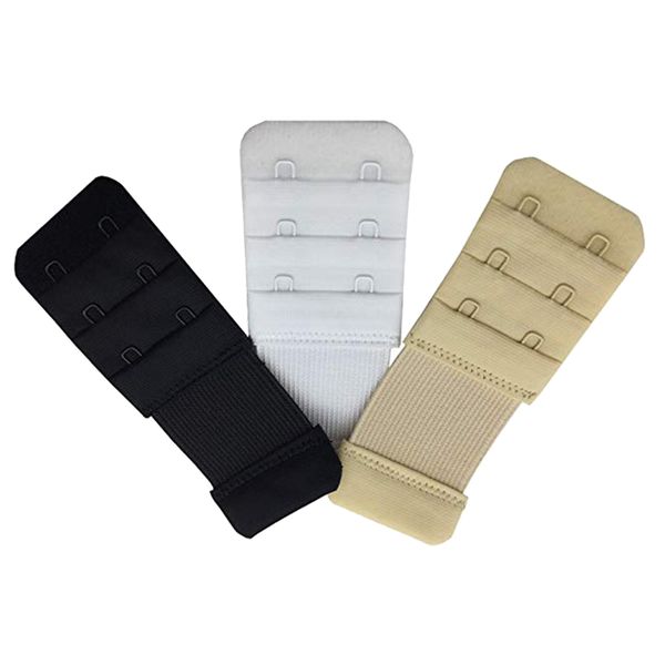 

3pcs 3 rows 2 hooks bra back extenders soft nursing adjustable elastic bra strap extender extension buckles for women, Red;black
