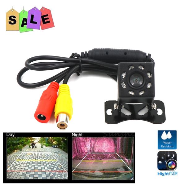 

universal waterproof mini car rear view camera 8 / 4 led / ir compact design easy install parking assistance camera night vision