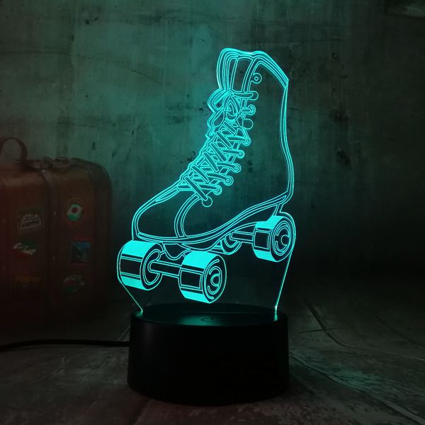 

amroe 3d rgb led night light roller skates multicolor 7 color change table lamp usb for child gift christmas decror novelty lava