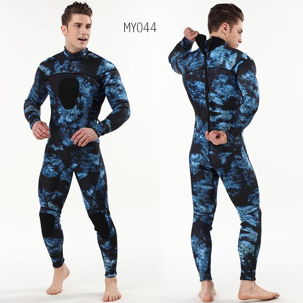 

3mm long sleeved camouflage conjoined diving suit men's thick keep warm waterproof diving suit male fishing size s-xxxl