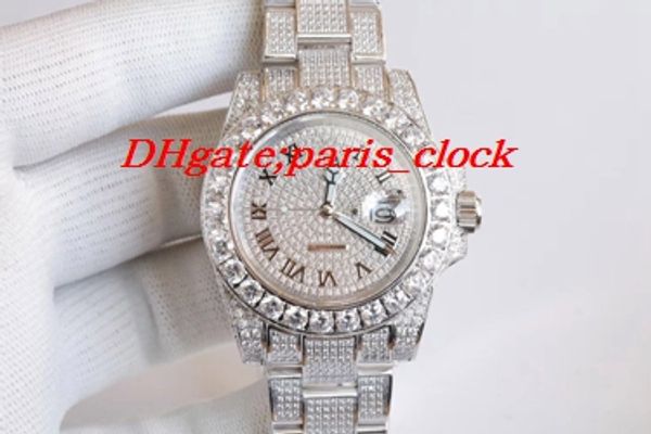 

fashionable all ice diamond watch made of 316 material with 2813 sports sliding buckle with diameter of 40mm, Slivery;brown