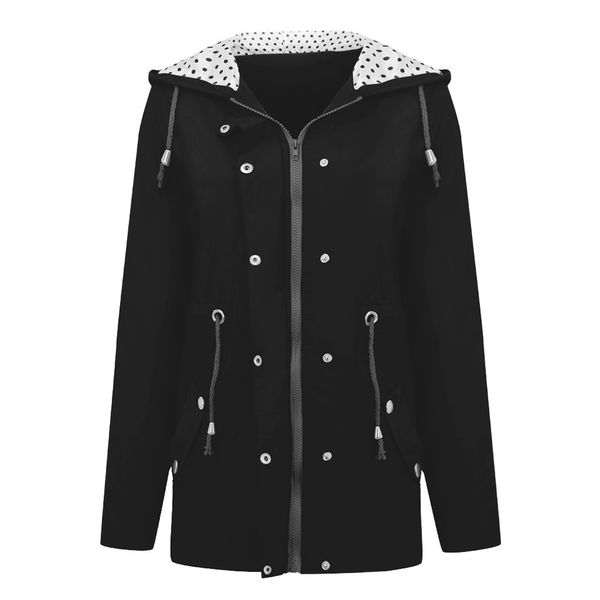 

anti rain women hooded jacket softshell hiking casual outwear drawstring waist outdoor sports camping waterproof zipper closure, Blue;black