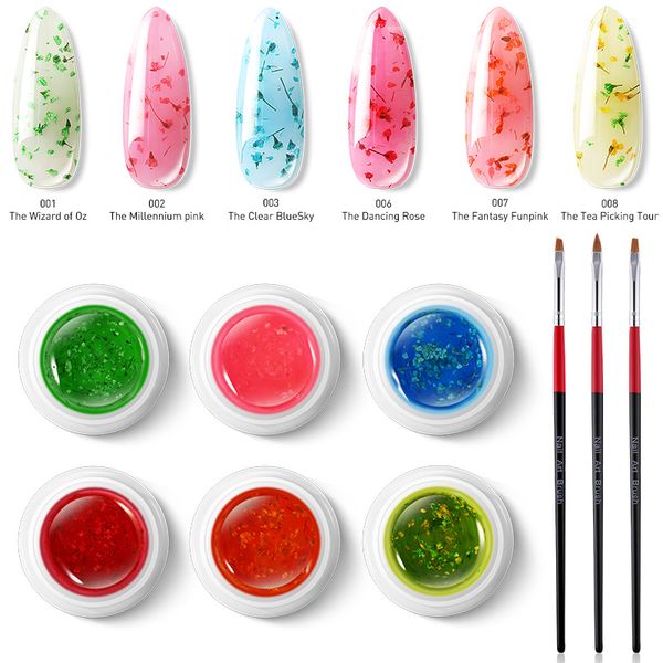 

lacheer 7pcs/lot nail art glitter led gel polish semi permanent painting flowers led gel varnish nail set soak off drawing, Red;pink