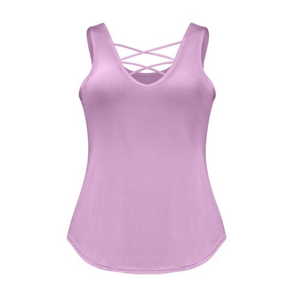 

liva girl vest slim running sports fitness camisole cross hollow 2019, White