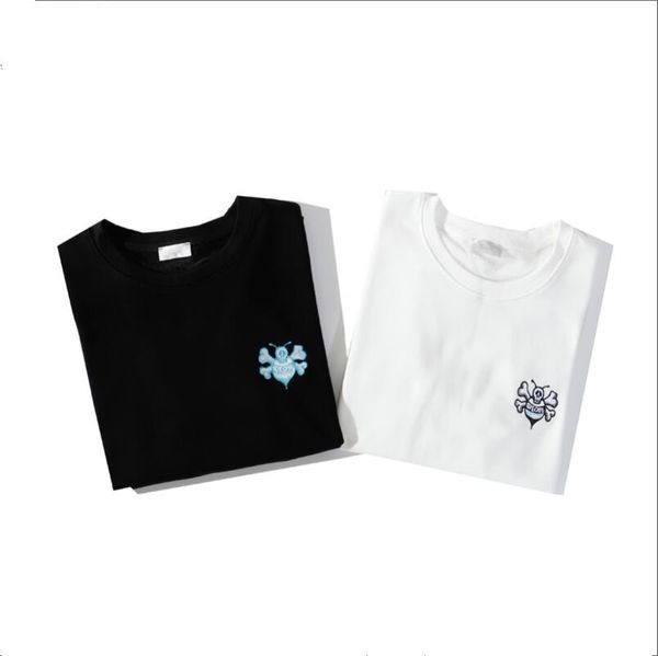 

winter 2020 honeybee embroidered round collar hoodie black and white hoodie