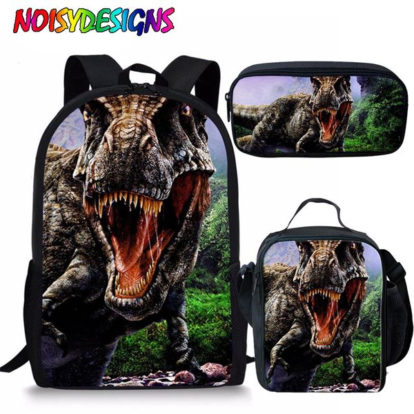 

noisydesigns 3pcs/set school bags children dinosaur 3d printing shoulder bag for kids school bagpack teenagers book bag satchel
