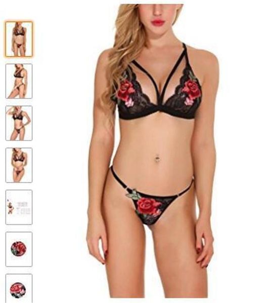 

2pcs sets designer halter lace underwear fashion female clothing slim apparel womens frloral printed, Black;white