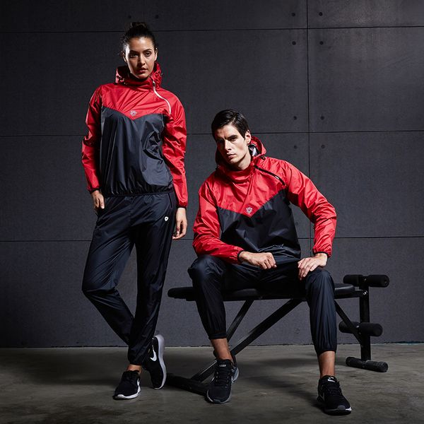 

gym clothing set mens womens sportswear running fitness training weight loss sweating sauna sports suit, White;black