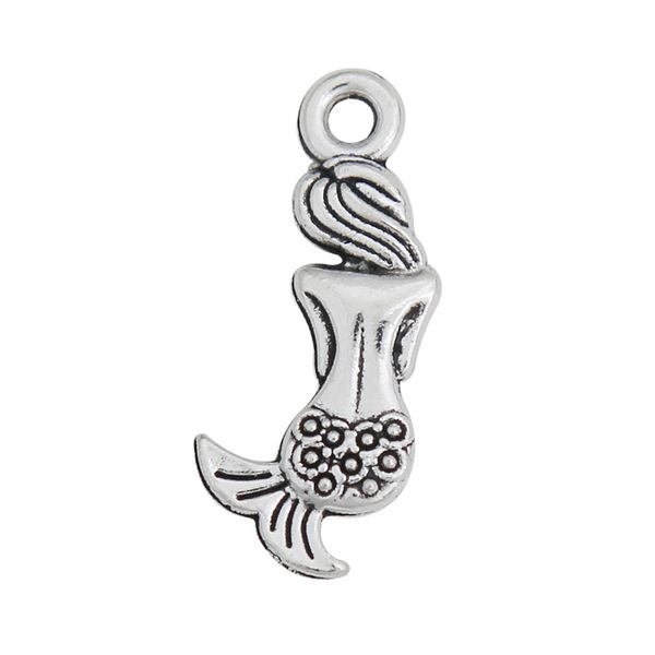 

wholesale fashion alloy mermaid shape charms vintage charms for jewelry making 10*21mm 100pcs aac518, Bronze;silver
