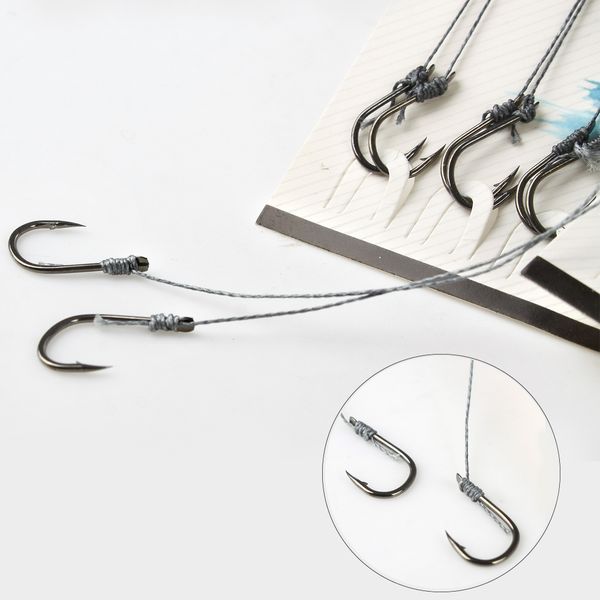 

50pcs 2# 4# 6# 8# 10# roll feeder fishhook carbon steel fishing hook lead head wire line tied bait carp fish worm jig