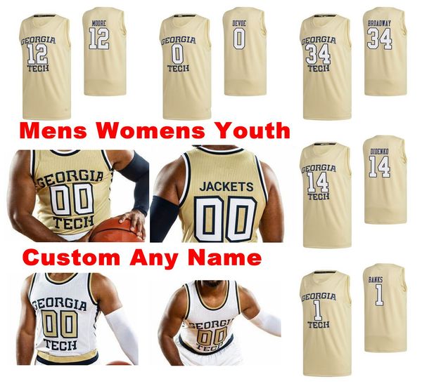 

ncaa georgia tech yellow jackets jerseys jose alvarado jersey james banks iii coleman boyd niko broadway mens basketball jerseys custom, Black