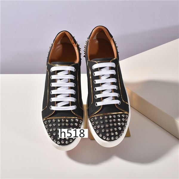 

wholesale shine diamond designer sneakers red rivet shoes for men women shoes crystal leather sneakers1, Black