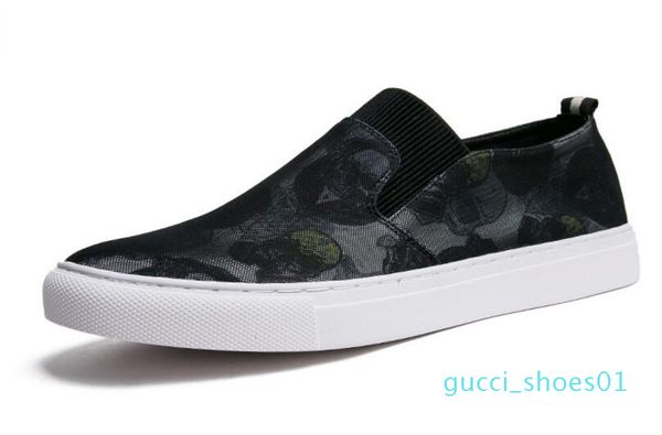 

2018 new arrival low price mens breathable printing casual shoes leather casual shoes slip on men fashion flats loafers g01, Black
