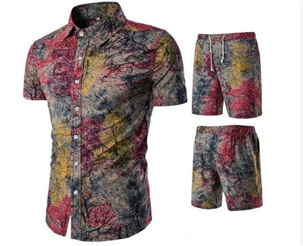 

mens designer shorts set vacation seaside holiday shirts shorts clothing sets 2pcs floral tracksuits, Gray