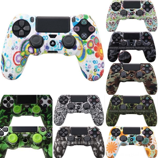 

jl1nm новейший силиконовый синий красный мягкий черный резиновый гель кожа нескользящая крышка корпуса для контроллера ps4