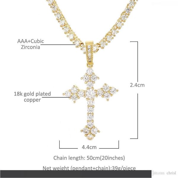 

ожерелье hip hop iced out cross золото серебро цвет покрыл micro асфальтовой циркон gold chain для женщин, Silver