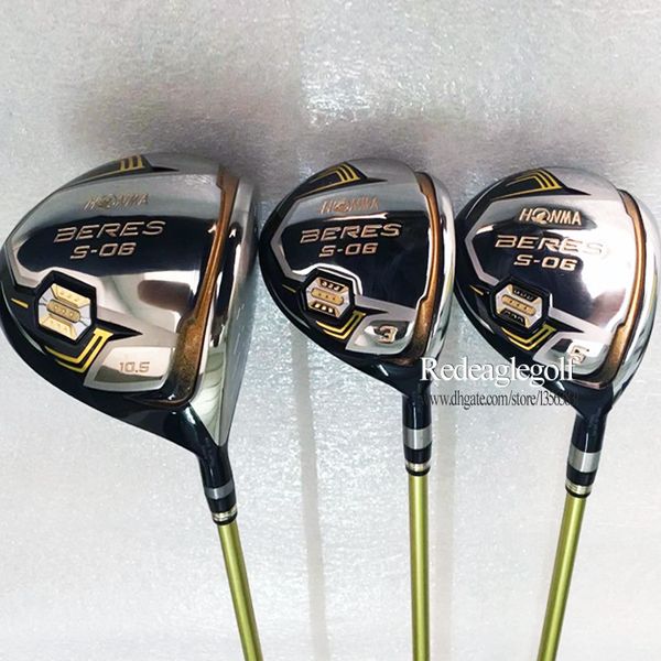 

New Golf Clubs HONMA S-06 3star Driver 3 5 woods Golf wood Set Graphite shaft R or S Golf shaft wood headcover Freeshipping