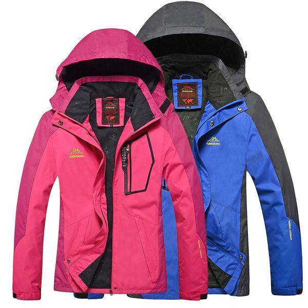 

men women outdoor jacket hiking mountain trekking windbreaker fishing coat waterproof jackets thermal plus size, Blue;black