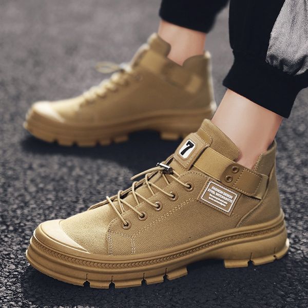 

2020 новых людей boots anti-трелевочные кожаные ботинки мужчины популярные comfy зима осень обувь slip-на сапоги прочный подошва, Black