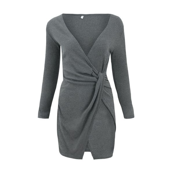 

women's clothing dresses autumn winter european american overlay side waist dress, Black;gray
