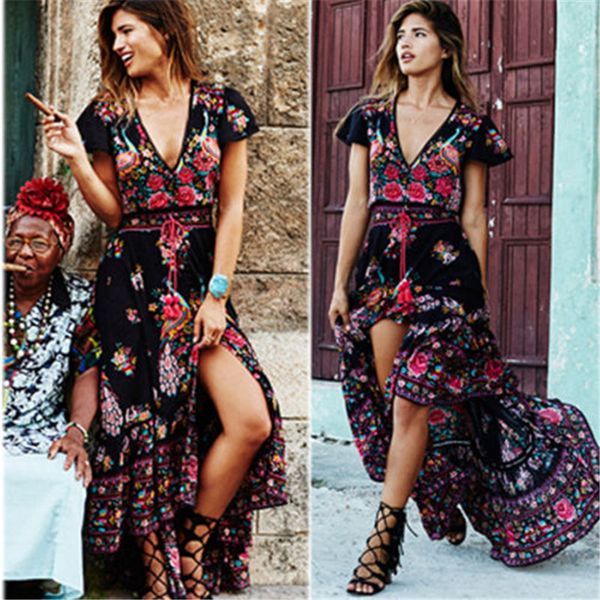 

women summer clothes woman clothing dress beach dresses bohemian people summer cotton women hippie chic vestidos designer clothes, Black;gray