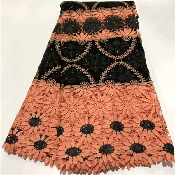 

orange lace fabric french laces fabrics tulle french tissu dentelle embroidery fabric for dress 5yard, Black;white