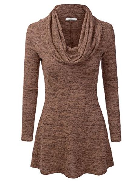 

doublju marled cowl neck a-line tunic sweater dress women plus size (made in usa, Black;gray