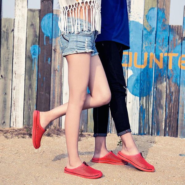 

breathable classic couple's summer footwear comfortable casual blue slippers couple durable simple neutral sandals shoes, Black