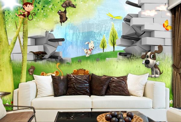 Пользовательские 3D фото обои Mural Ручная роспись 3D мультфильм детская комната фон Настенная картина Гостиная Home Decor стенописи бумаги