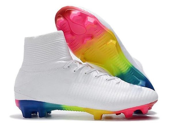 

2020 new arrival white rainbow high ankle mercurial superfly vi 360 elite outdoor shoes size 35-45