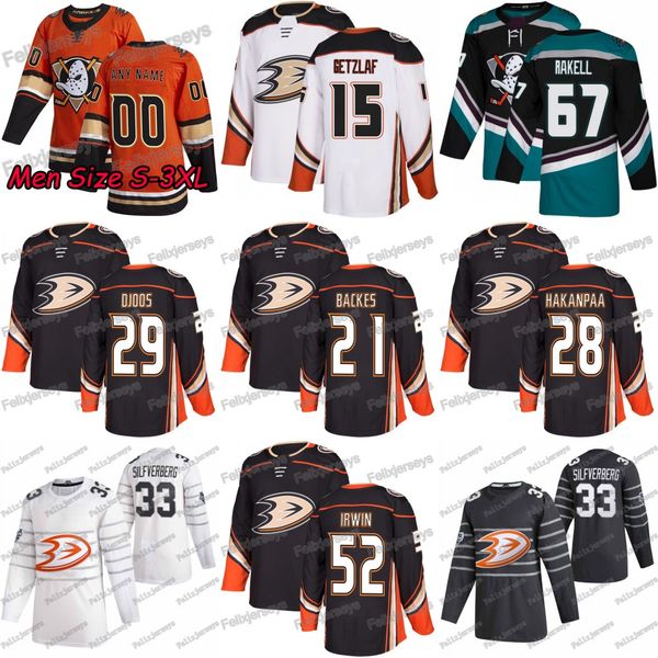 

21 david backes anaheim ducks 33 jakob silfverberg john gibson rickard rakell matt irwin ryan getzlaf ondrej kase christian djoos jersey, Black;red