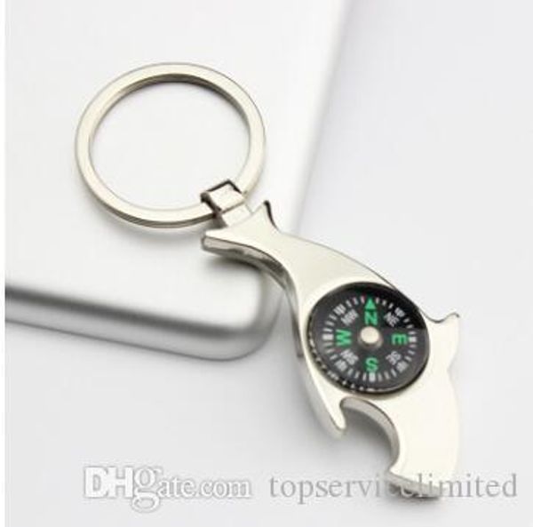 

wholesale 200pcs promotional gifts 3in1 keychain compass shark keychain men opener keychain