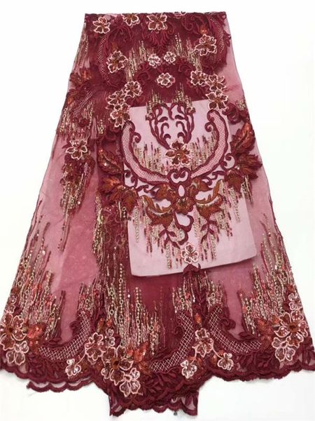 

latest fashions red embroidery nigerian 3d sequins lace fabric/french tulle lace fabric for women frf322, Pink;blue