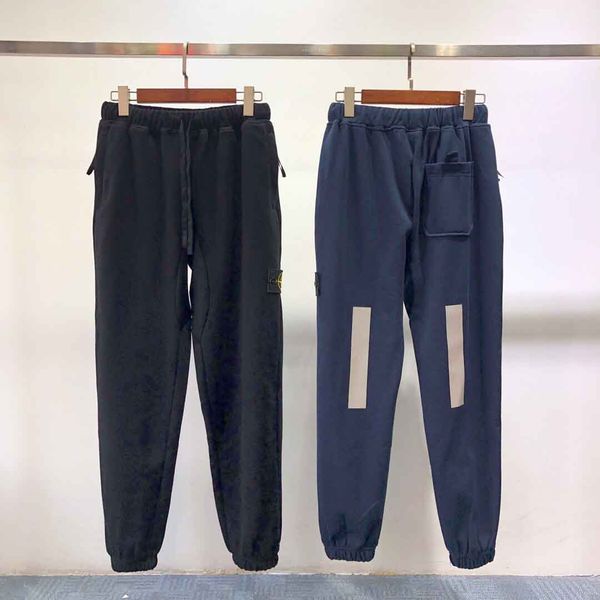 

stone island classic tide brand casual pants mens designer jeans luxury fashion trousers trend overalls reflective belt sports trousers, Black