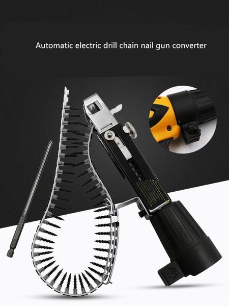 

automatic screw spike chain nail gun adapter screw gun for electric drill woodworking tool cordless power drill attachment d10