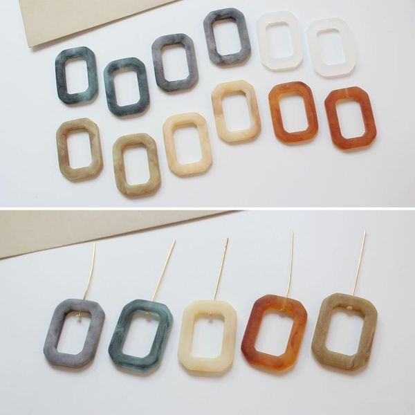 

matte sytle 50pcs/lot color print geometry rectangle shape resin beads diy jewelry earring/garment pendants accessory