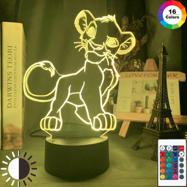 

the lion king simba figure baby night light led touch sensor color changing nightlight for kids child bedroom table lamp 3d