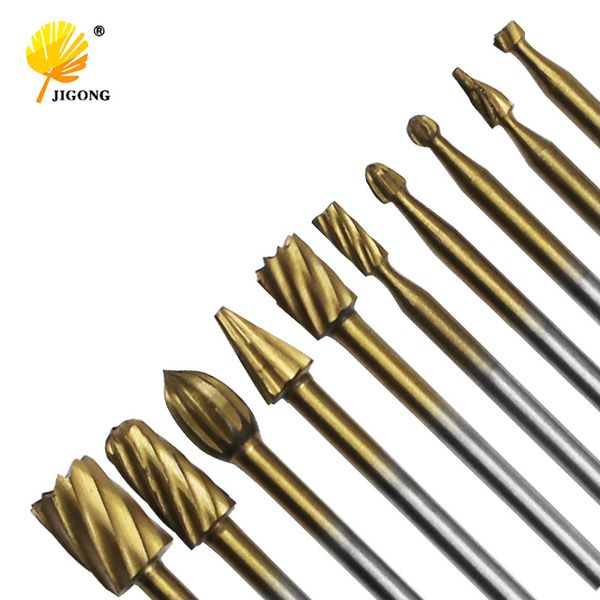 

10pcs set hss titanium routing rotary milling rotary file cutter wood carving carved knife cutter tools accessories