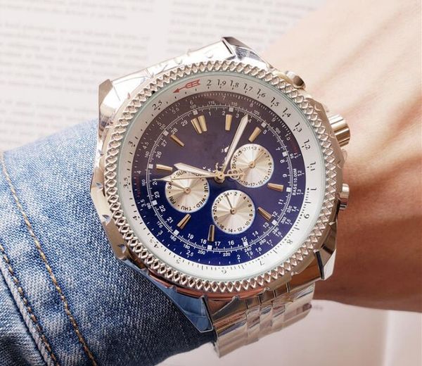 

новые роскошные часы высокого качества нового бренда автоматические механические мужские часы navitimer черный большой циферблат 46 мм синий, Slivery;brown