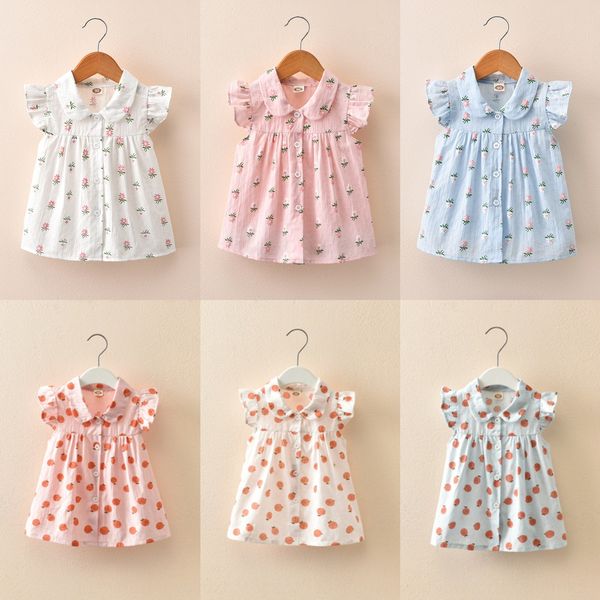 

o5rnh clothing 2020 summer clothes shirt floral clothing children's short sleeve small flying sleeve girl's children's cardig, White;black