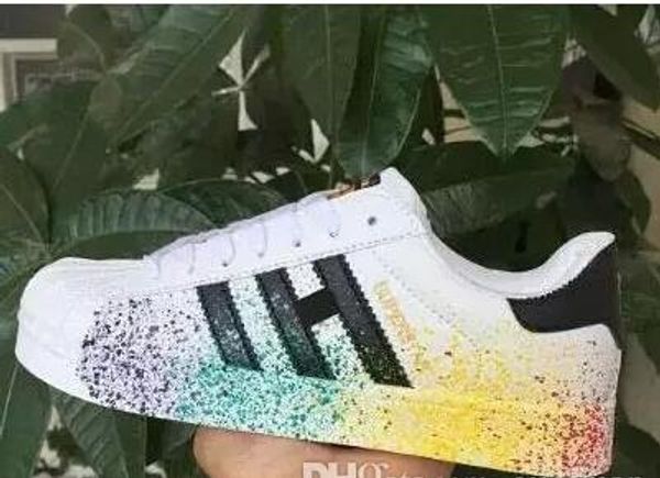 

2019 brand discount prcie men women flat bottom plate direct selling business colors superstar shoes leather casual shoes couple shoes big46, Black