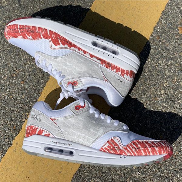 

2019 1s Tinker Sketch To Shelf Running Shoes Red White Designer Cushion Breath Mens Outdoor Sport Sneaker Trainers