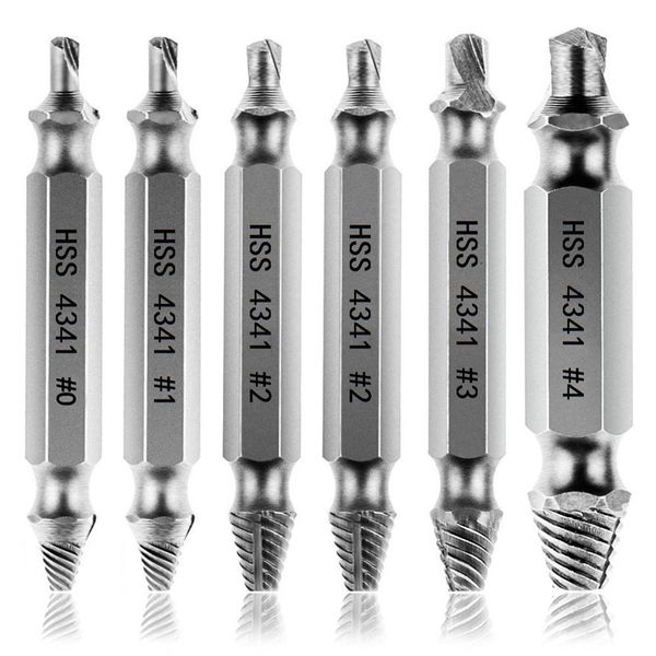 

6 pcs screw remover, damaged screwdriver set, broken bolt screw remover, deburrer, manufactured from h.s.s. 4341 #